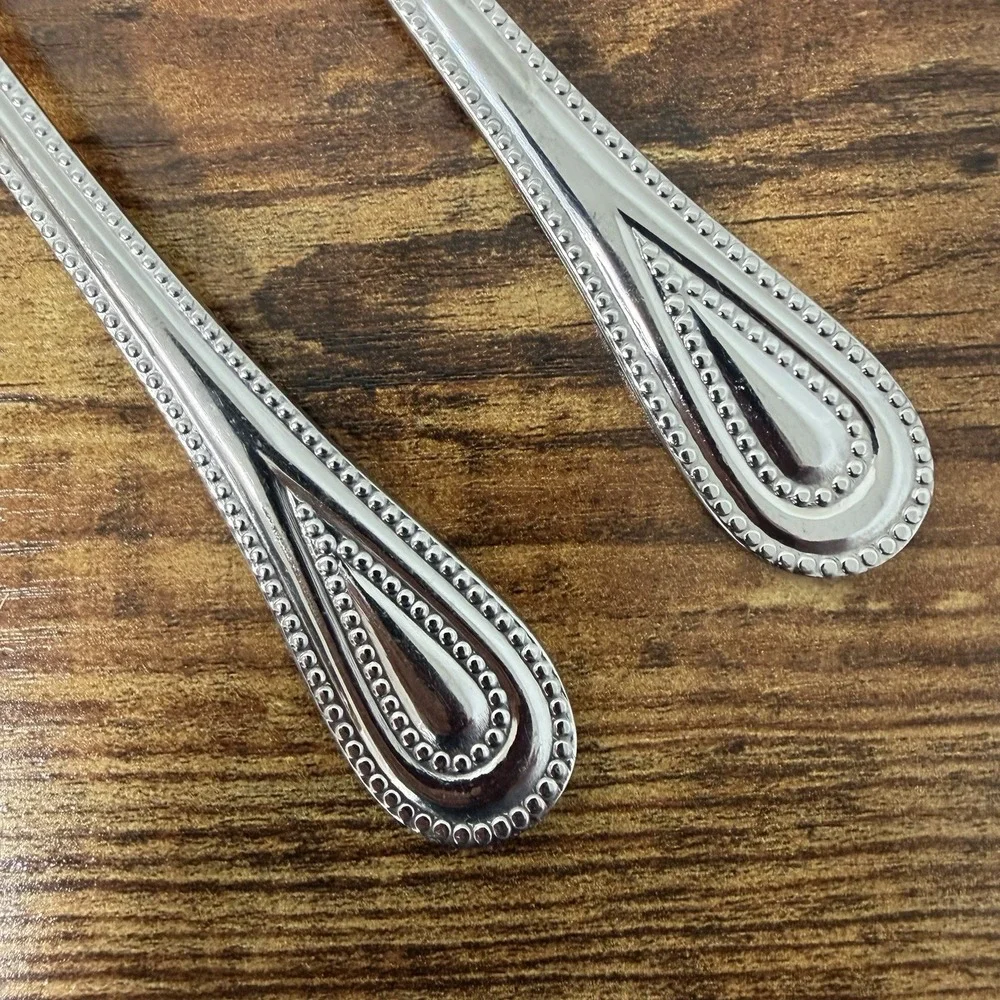 Cuisinart Elite FAMPOUX Dinner Forks 2pcs Stainless Flatware Beaded Outline